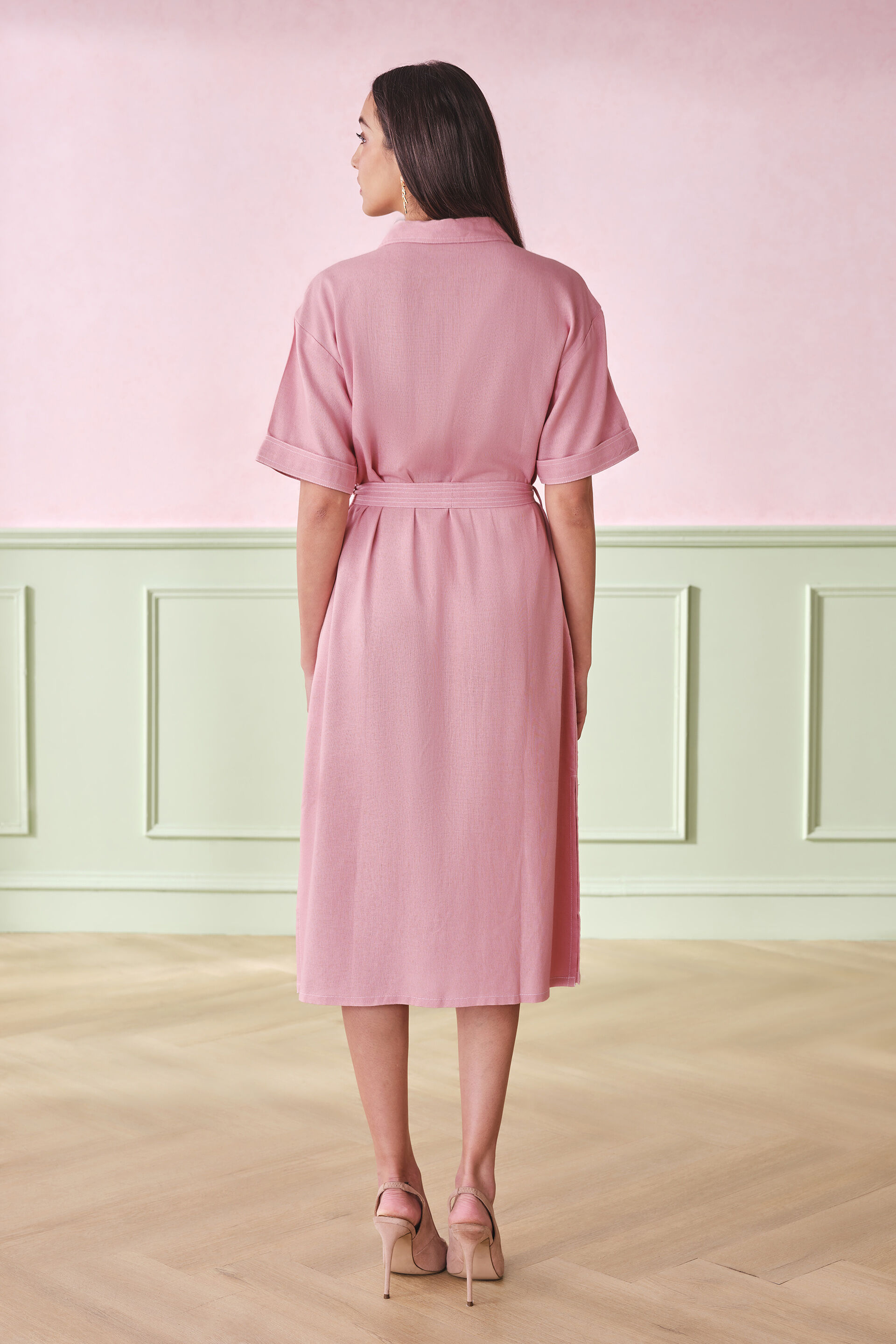 Boardroom Pink Rayon Blend Dress, Pink, image 5
